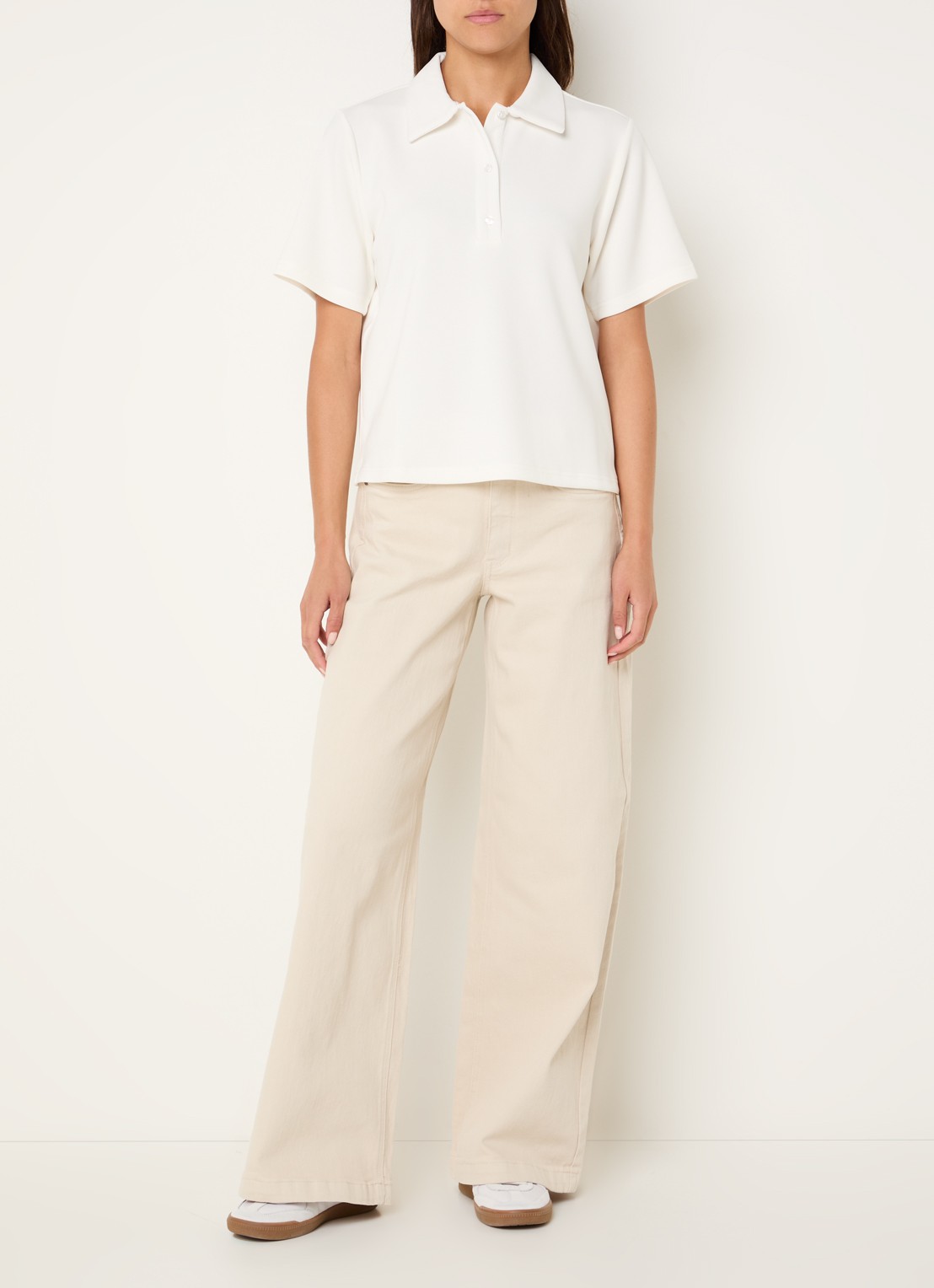 My Essential Wardrobe Helle polo met kraag - voorkant 4 wit
