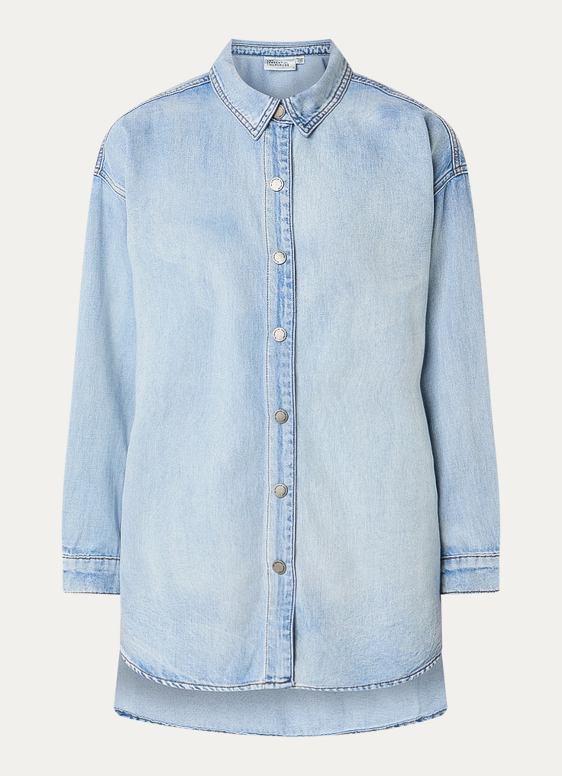 My Essential Wardrobe Hilma blouse van denim - voorkant 2 lichtblauw