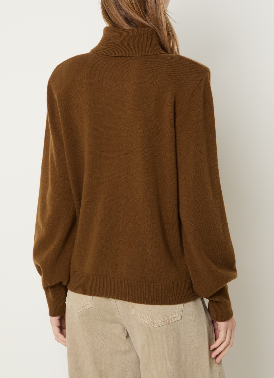 My Essential Wardrobe Jola fijngebreide trui van wol met col - achterkant 4 beige