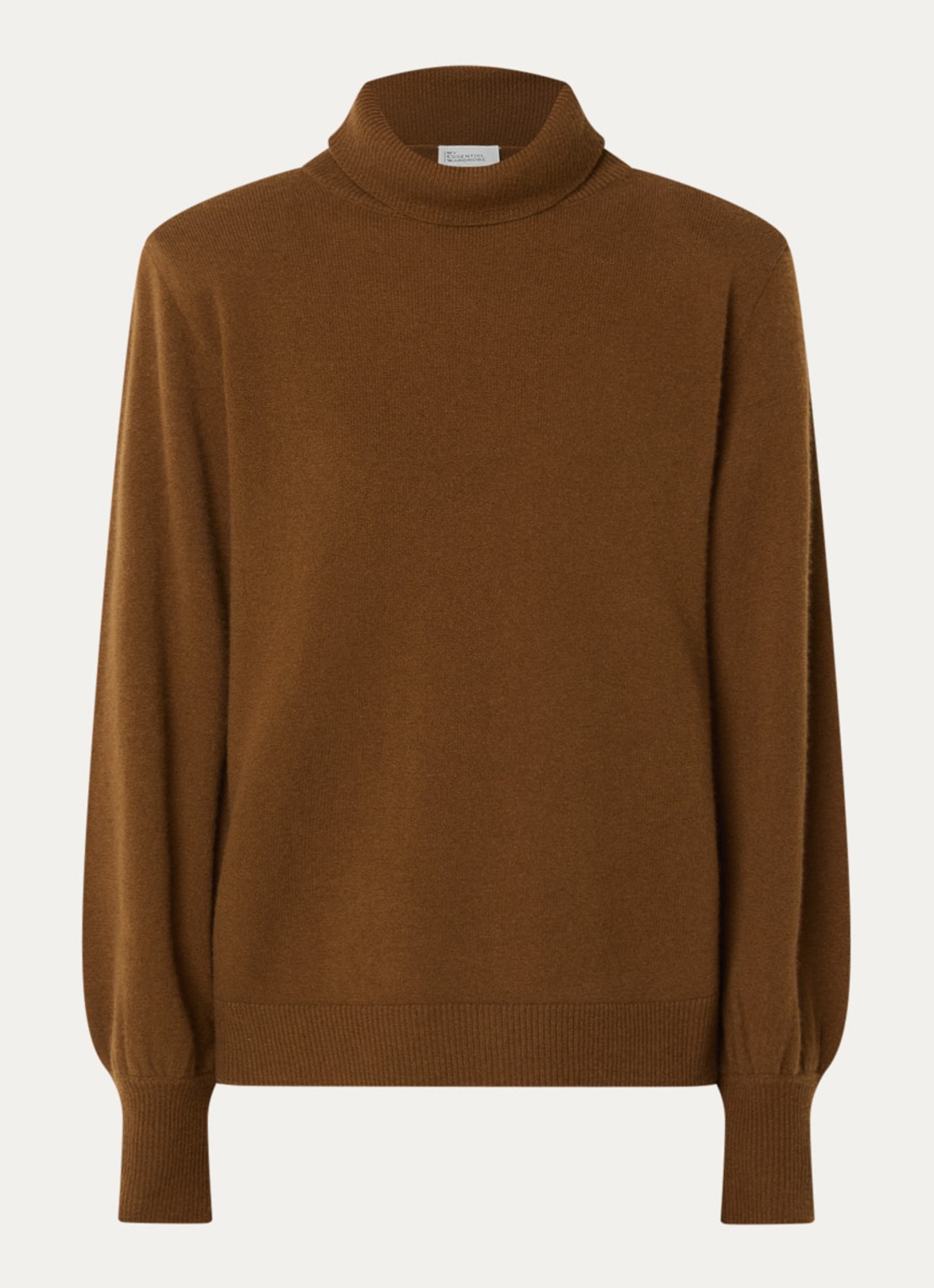 My Essential Wardrobe Jola fijngebreide trui van wol met col - voorkant beige