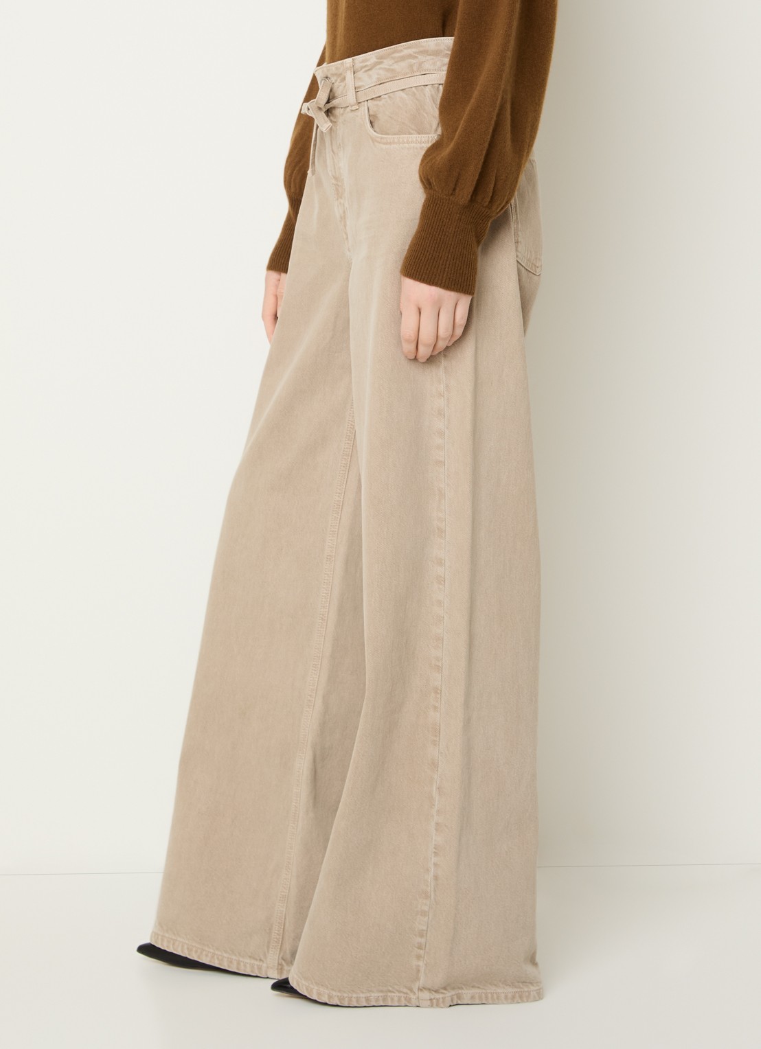 My Essential Wardrobe Karo 175 high waist loose fit jeans met gekleurde wassing - detail 2 beige