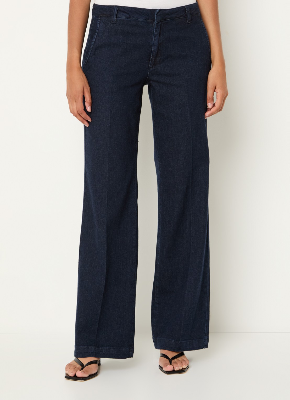 My Essential Wardrobe Lara high waist loose fit jeans met donkere wassing - detail indigo