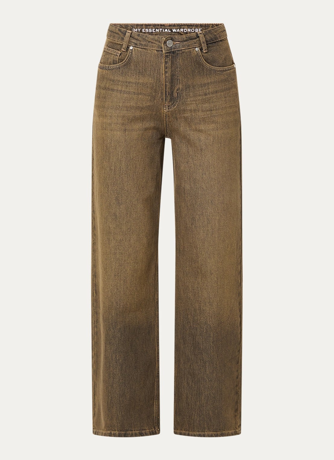 My Essential Wardrobe Louis high waist wide leg jeans met gekleurde wassing - voorkant 2 oranje