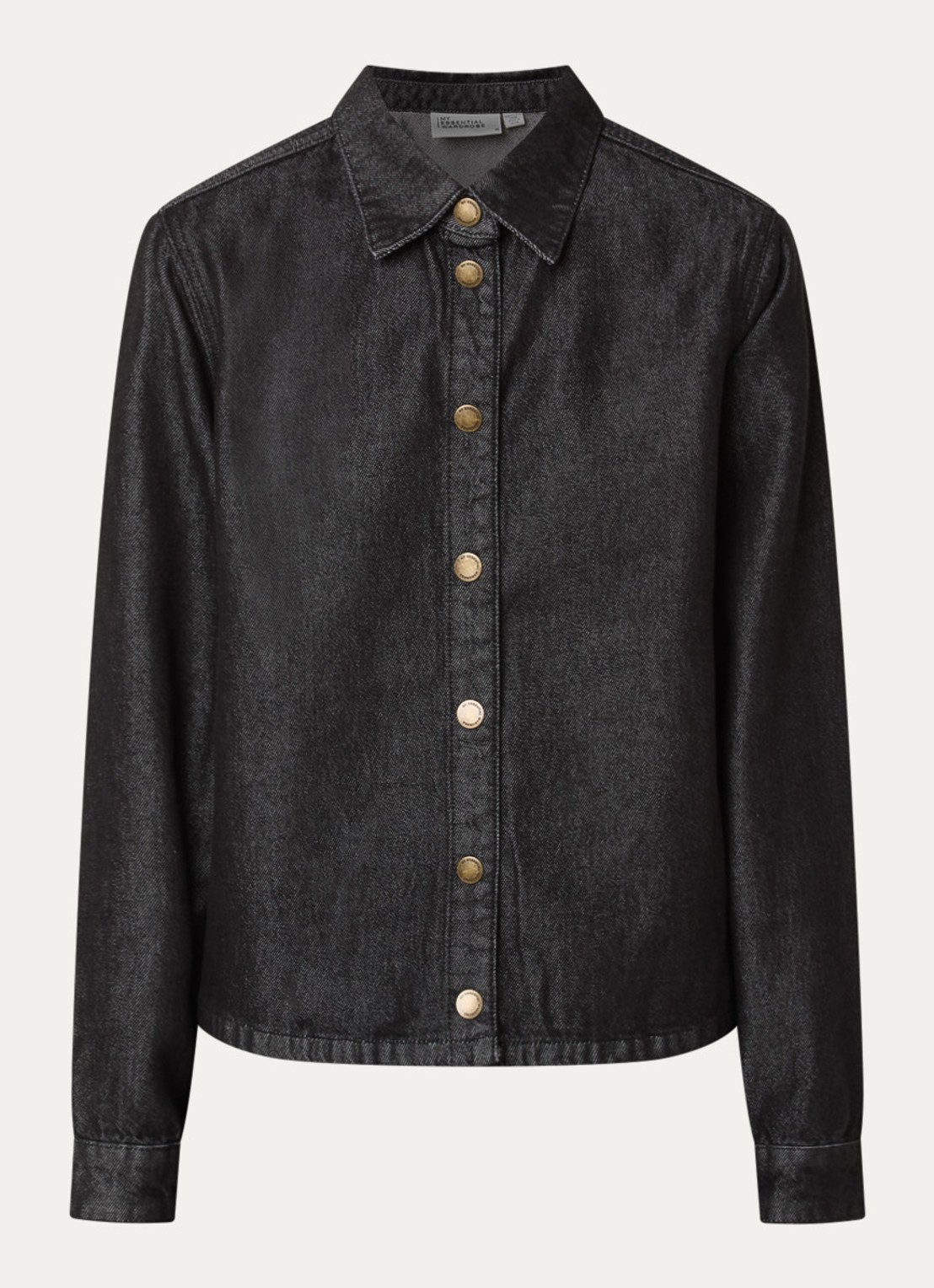My Essential Wardrobe Malle 181 blouse van denim - voorkant 2 zwart
