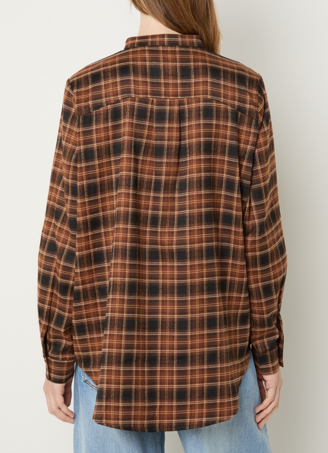 My Essential Wardrobe Mateo blouse met ruitdessin  - achterkant bruin