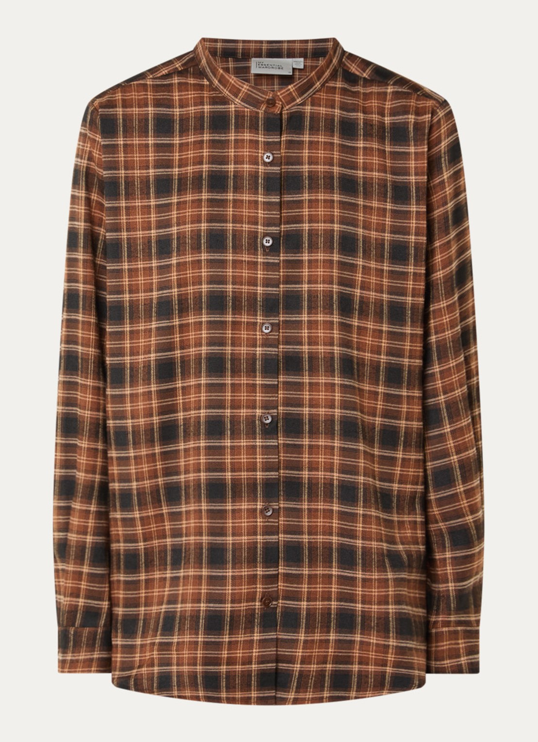 My Essential Wardrobe Mateo blouse met ruitdessin  - voorkant 3 bruin