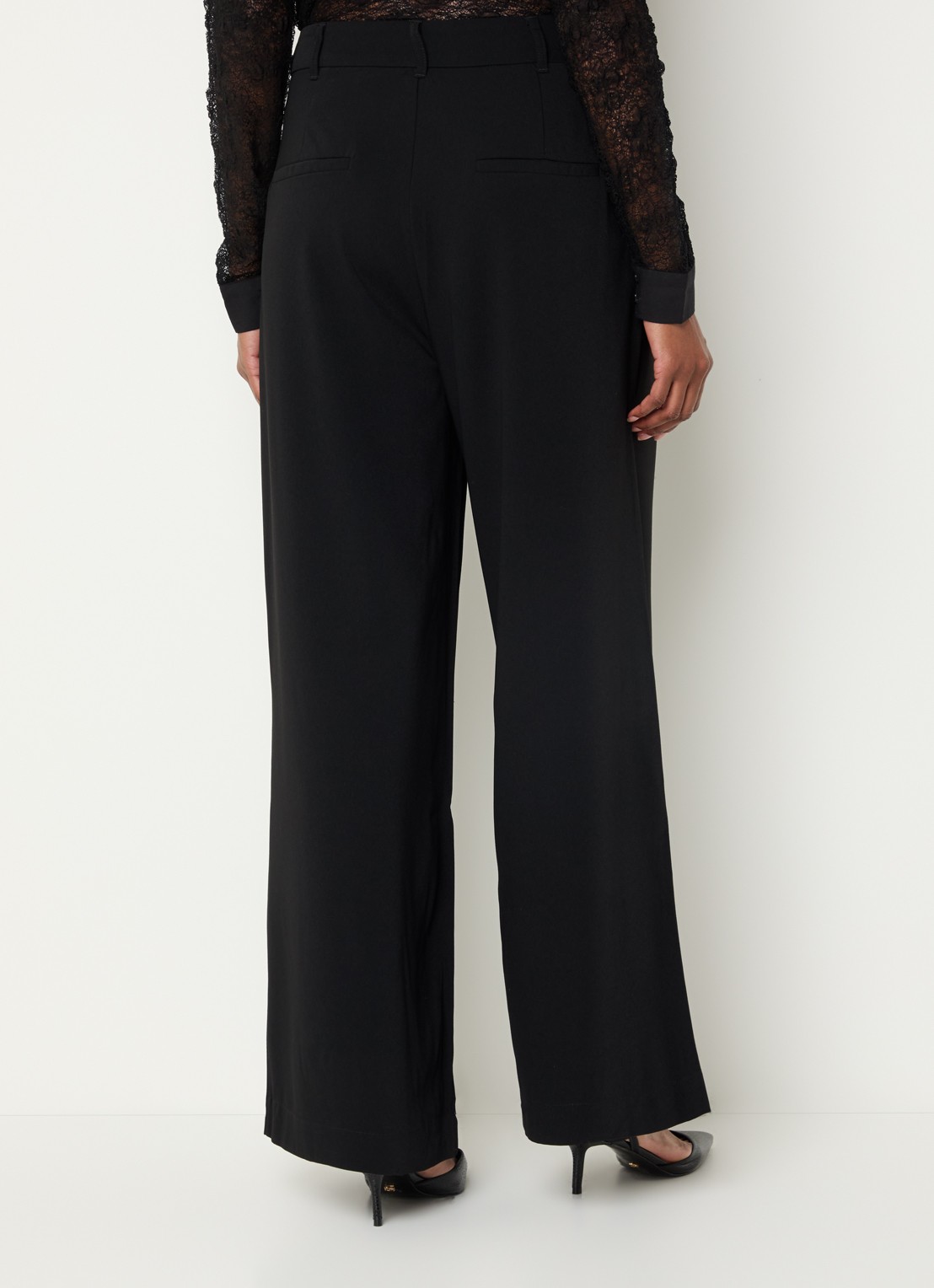 My Essential Wardrobe Mille high waist flared fit pantalon - achterkant zwart