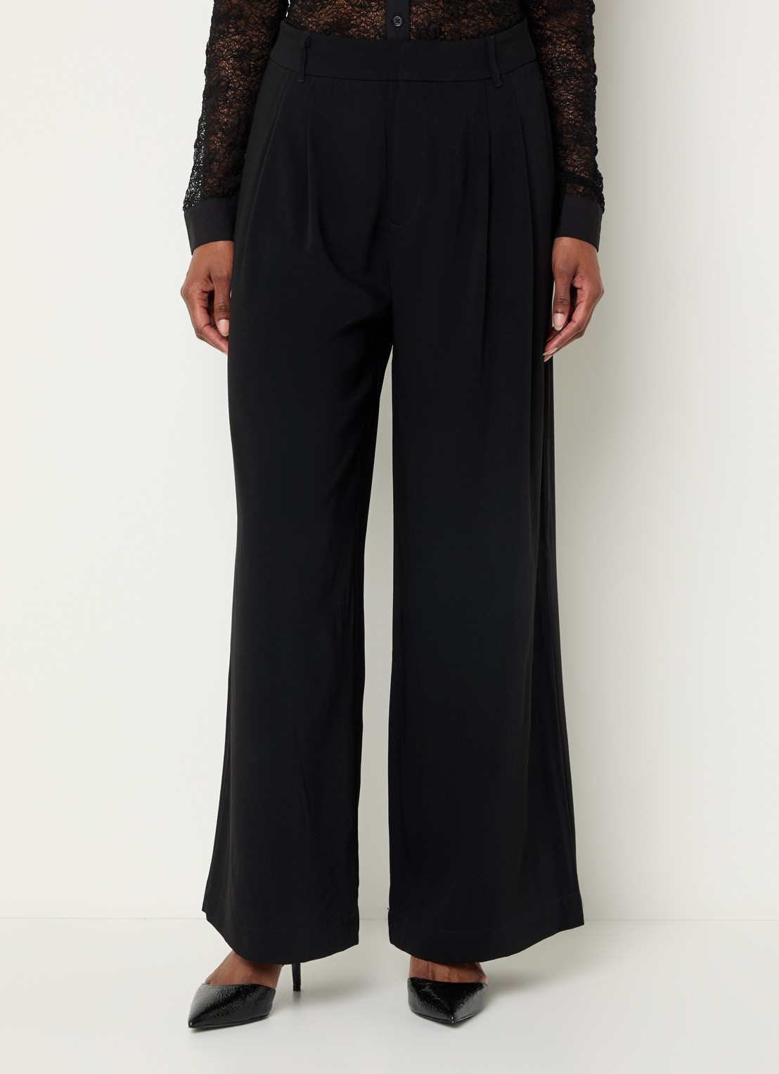 My Essential Wardrobe Mille high waist flared fit pantalon - detail 2 zwart