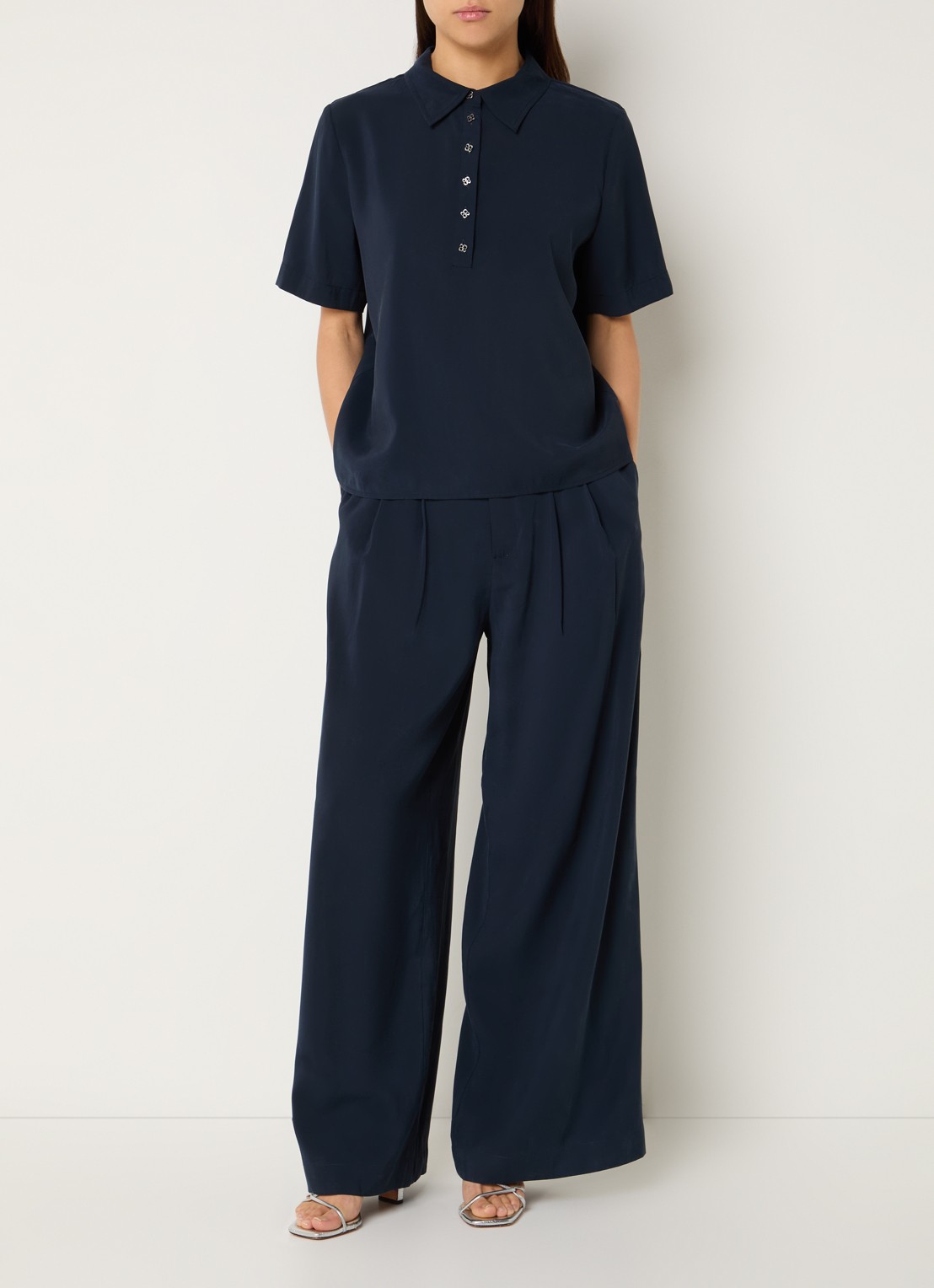 My Essential Wardrobe Mindy polo met kraag - voorkant 2 donkerblauw