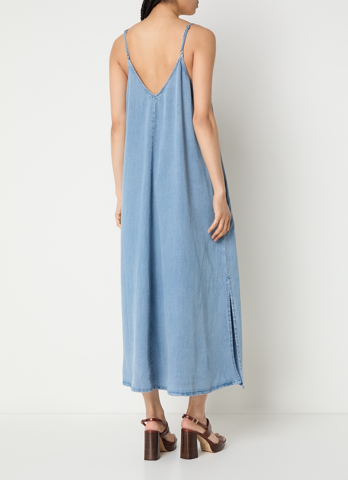 My Essential Wardrobe Nelly midi denimjurk met steekzakken en split - achterkant 4 indigo