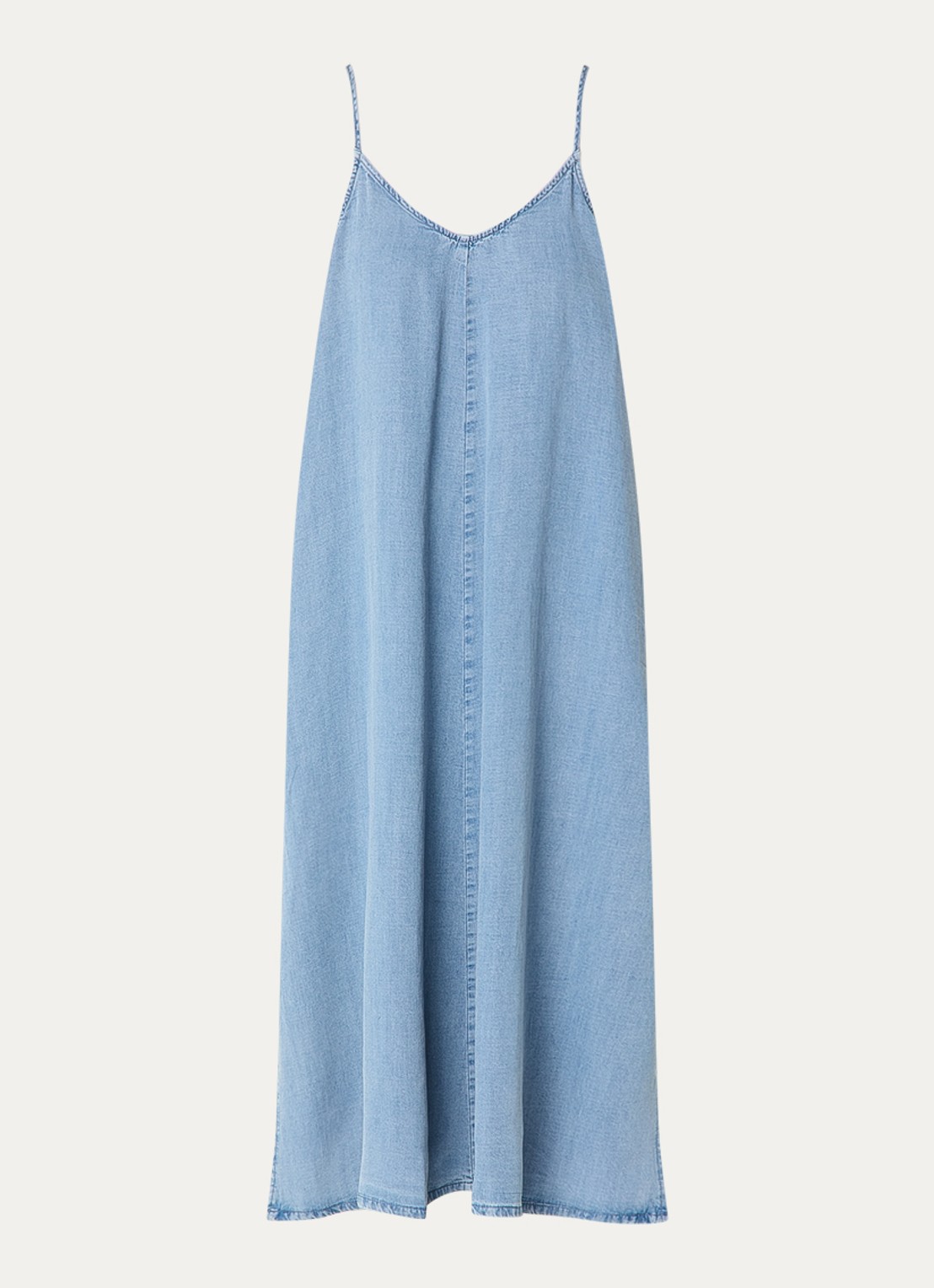My Essential Wardrobe Nelly midi denimjurk met steekzakken en split - voorkant indigo