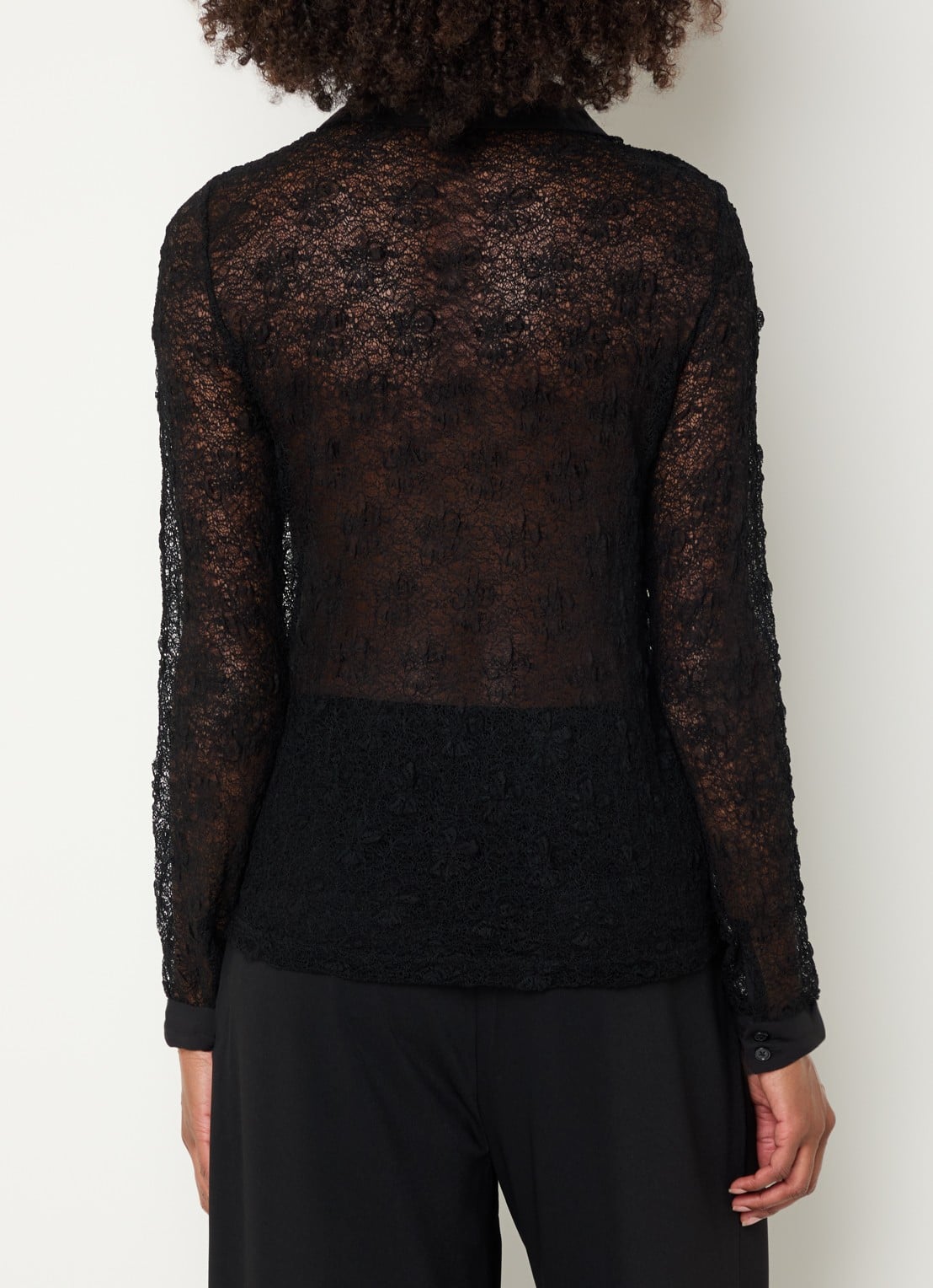 My Essential Wardrobe Rita semi-transparante blouse van kant - achterkant 4 zwart