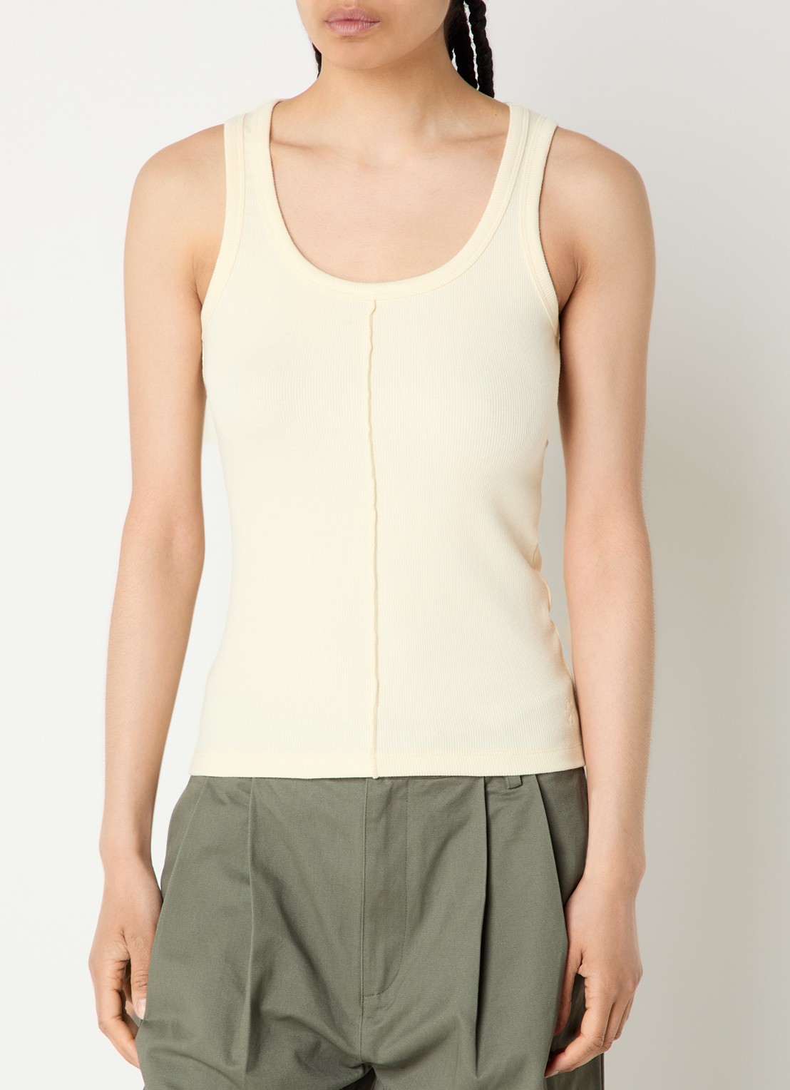 My Essential Wardrobe Tanktop met ribstructuur - detail lichtgeel
