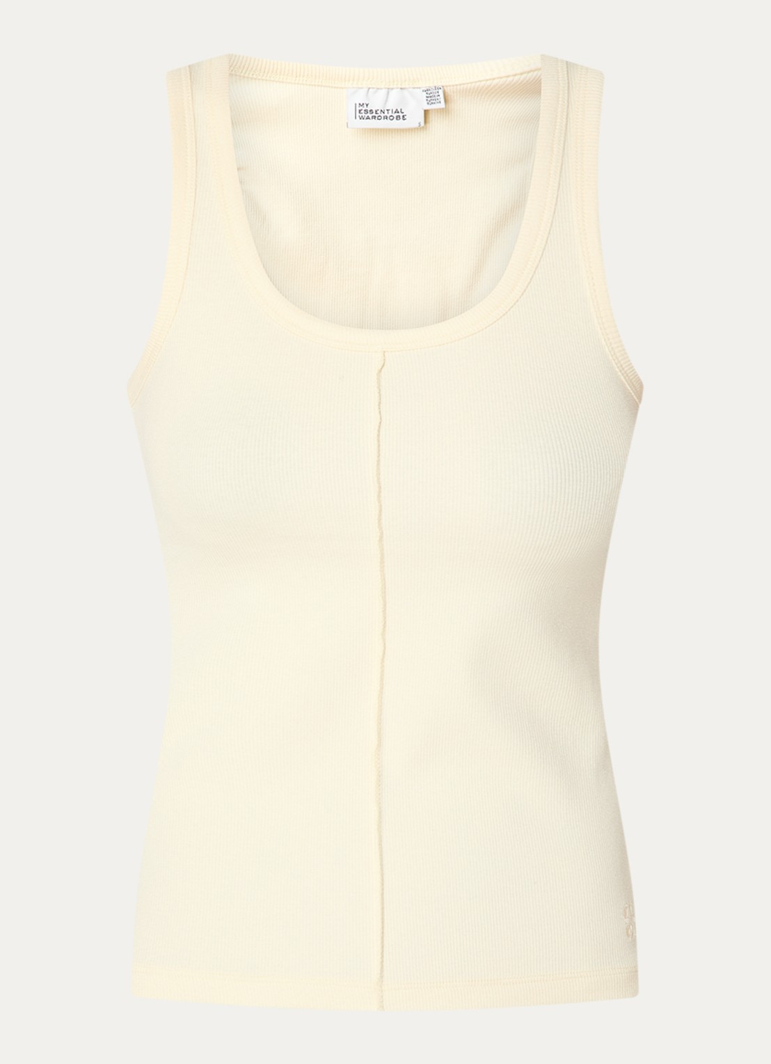 My Essential Wardrobe Tanktop met ribstructuur - voorkant 2 lichtgeel