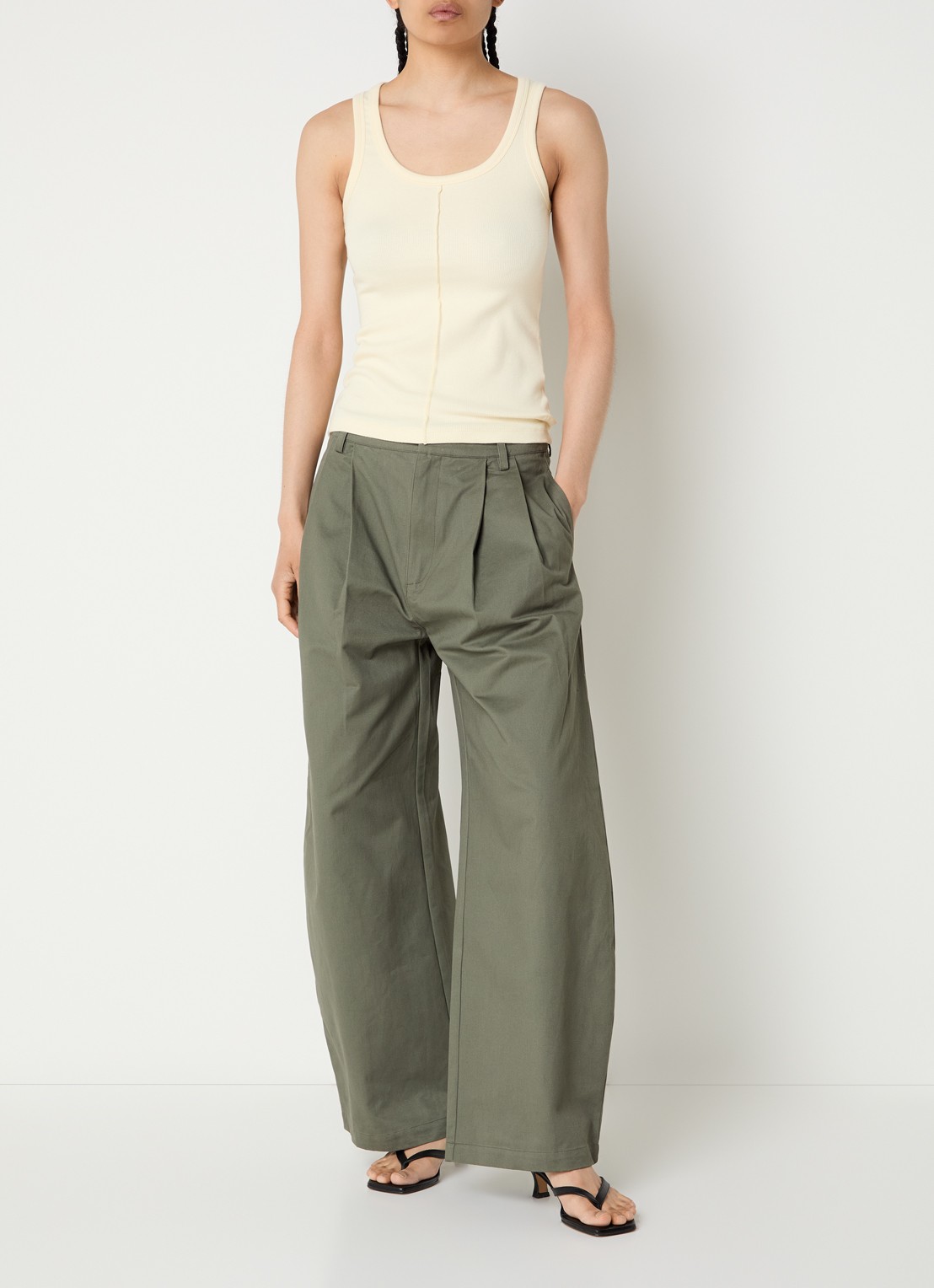 My Essential Wardrobe Tanktop met ribstructuur - voorkant 3 lichtgeel
