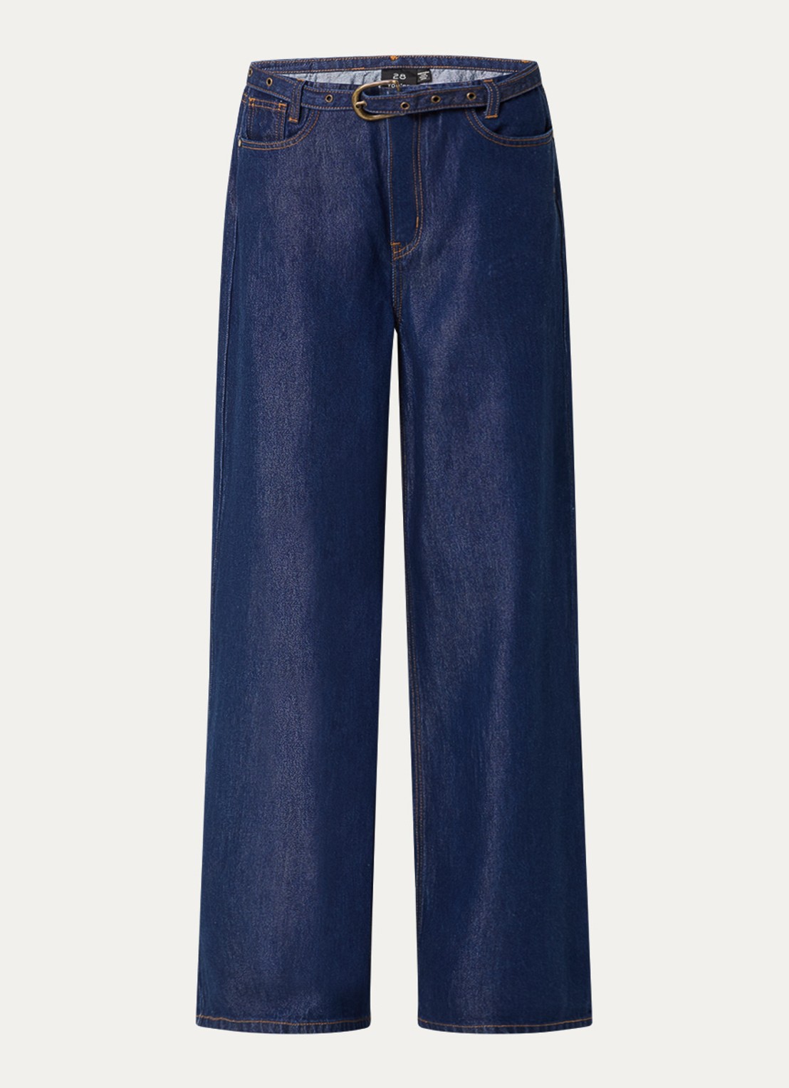 My Essential Wardrobe Tasma high waist loose fit jeans met ceintuur - voorkant indigo