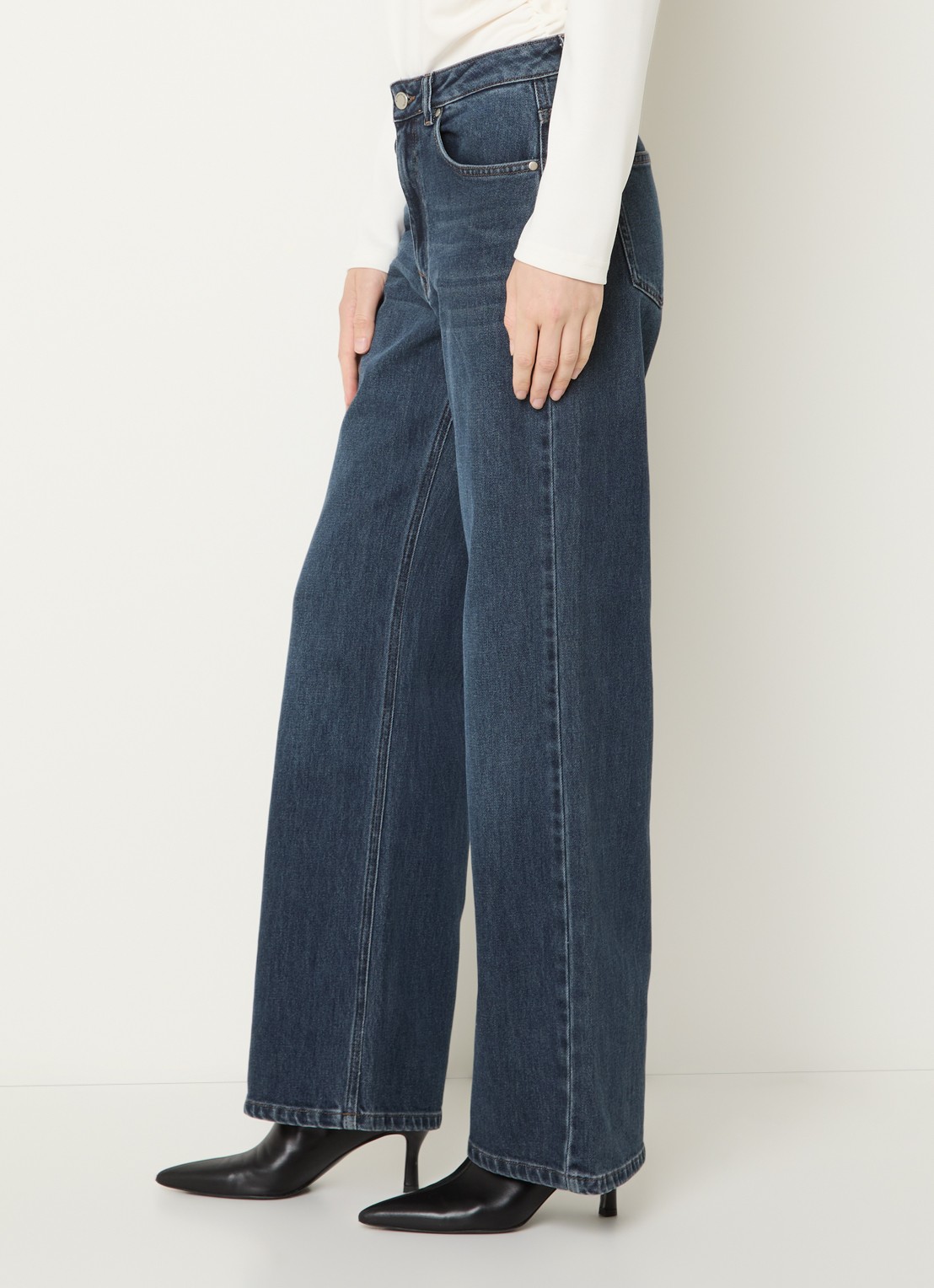 My Essential Wardrobe The Louis 139 high waist loose fit jeans met donkere wassing - detail 2 indigo