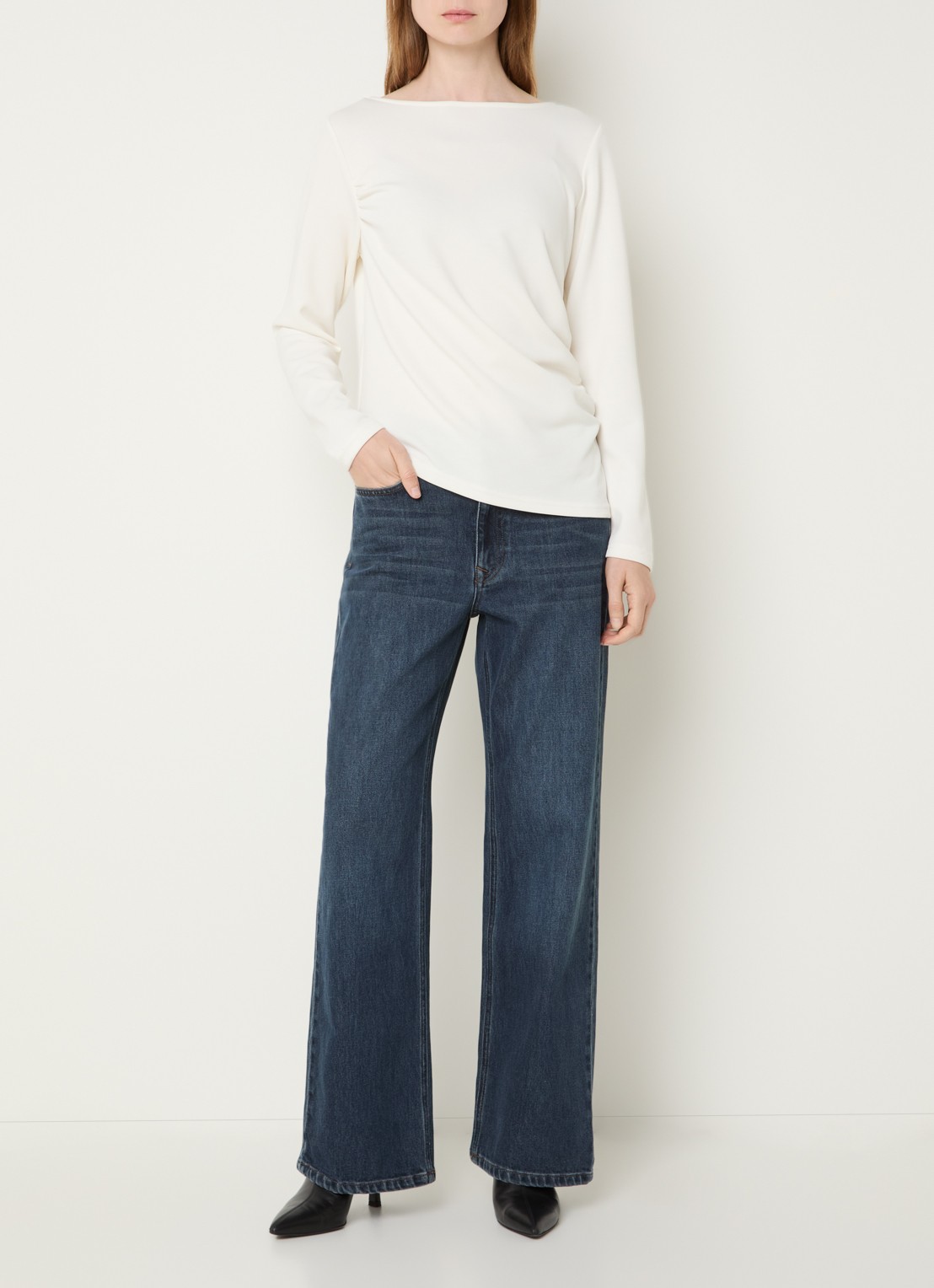 My Essential Wardrobe The Louis 139 high waist loose fit jeans met donkere wassing - voorkant 4 indigo