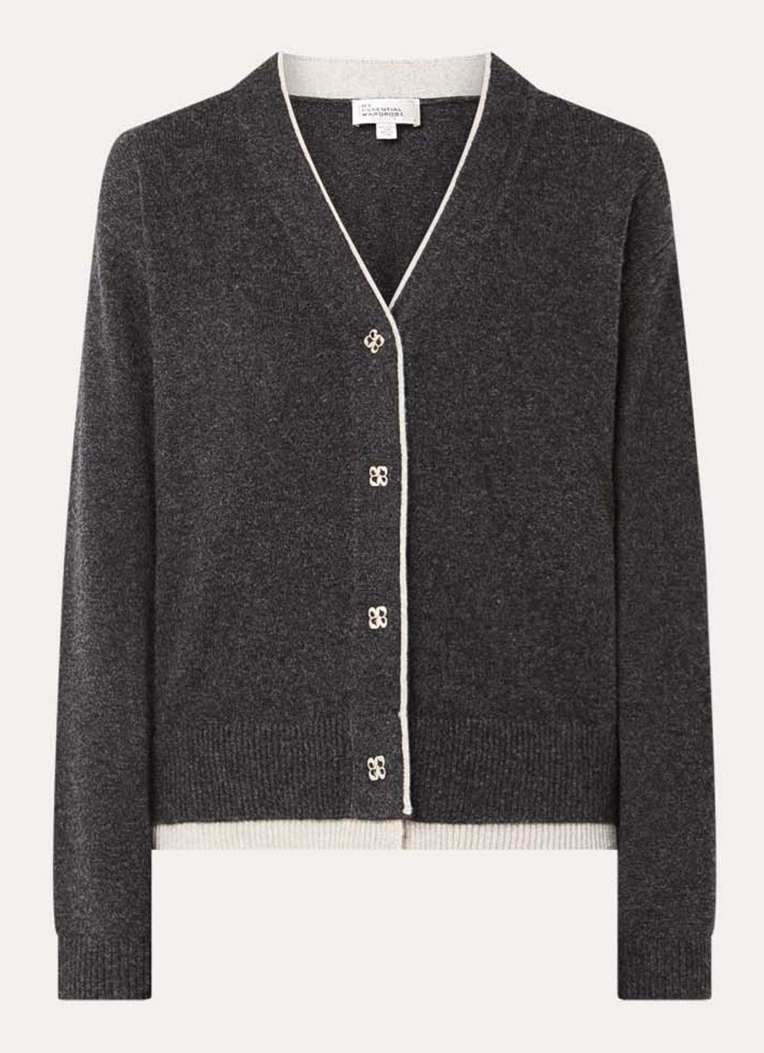 My Essential Wardrobe Tracy fijngebreid vest in wolblend - voorkant antraciet