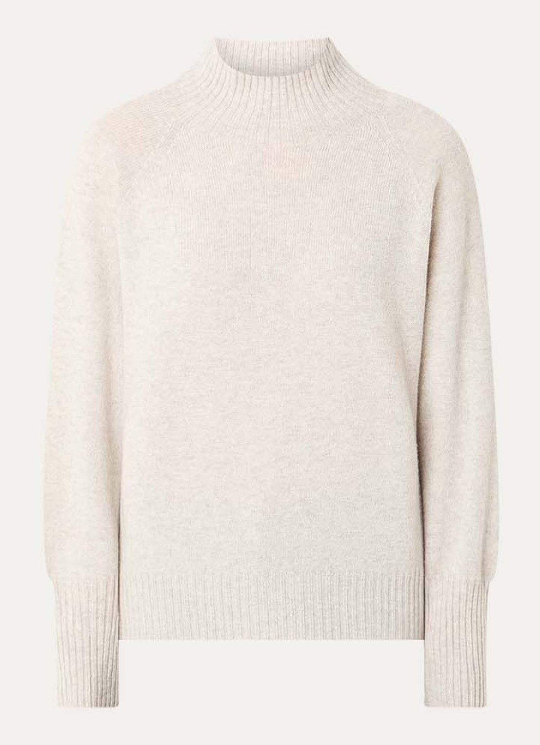 My Essential Wardrobe Tracy fijngebreide trui van wol met col - voorkant 3 grijsmele