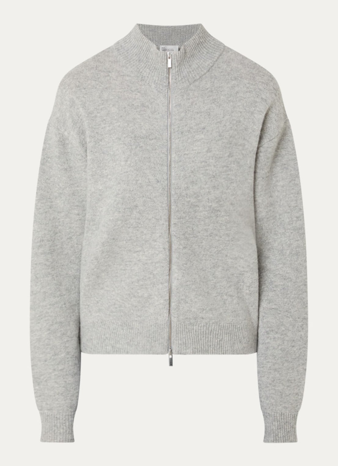 My Essential Wardrobe Tracy grofgebreide vest met opstaande kraag - voorkant 3 lichtgrijs