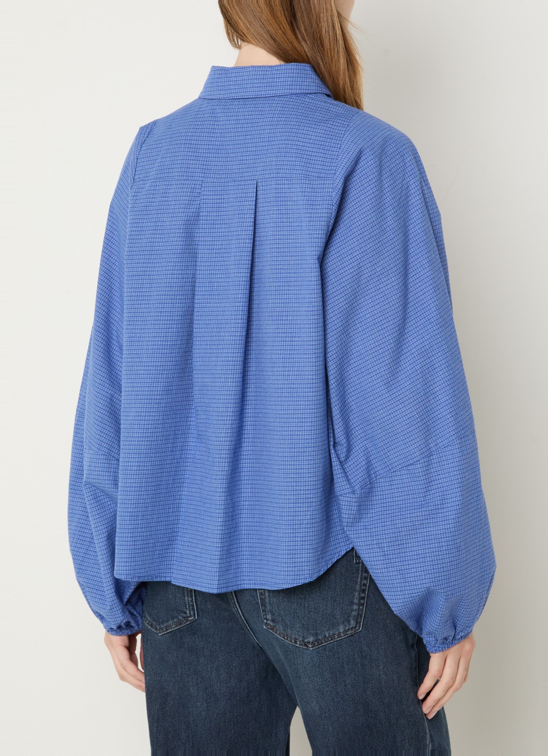 My Essential Wardrobe Wilse blouse met ballonmouw - achterkant 2 blauw