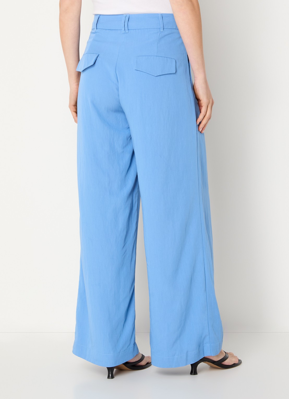 My Essential Wardrobe Zoe high waist wide fit pantalon - achterkant blauw