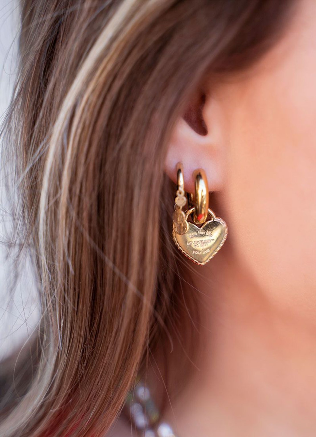 My Jewellery Candy oorringen met hanger - detail 2 goud
