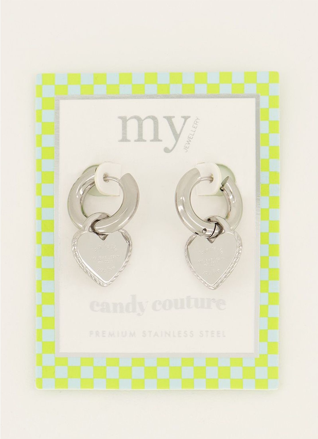 My Jewellery Candy oorringen met hanger - detail zilver