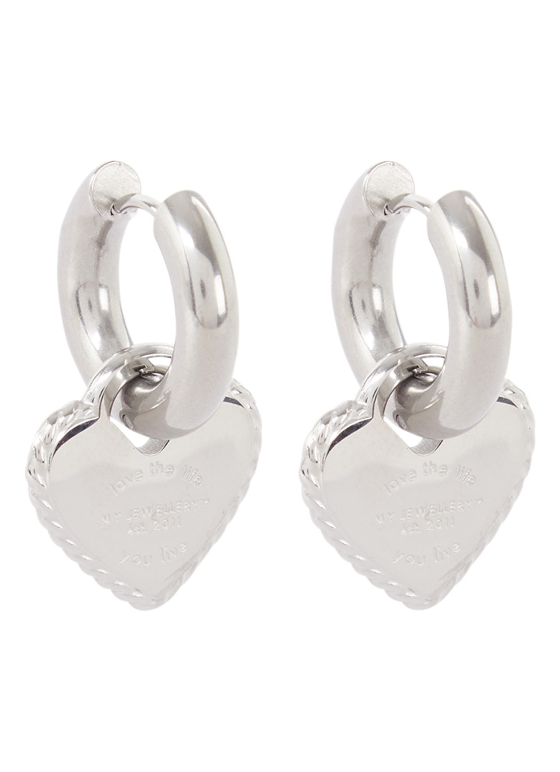 My Jewellery Candy oorringen met hanger - voorkant 2 zilver
