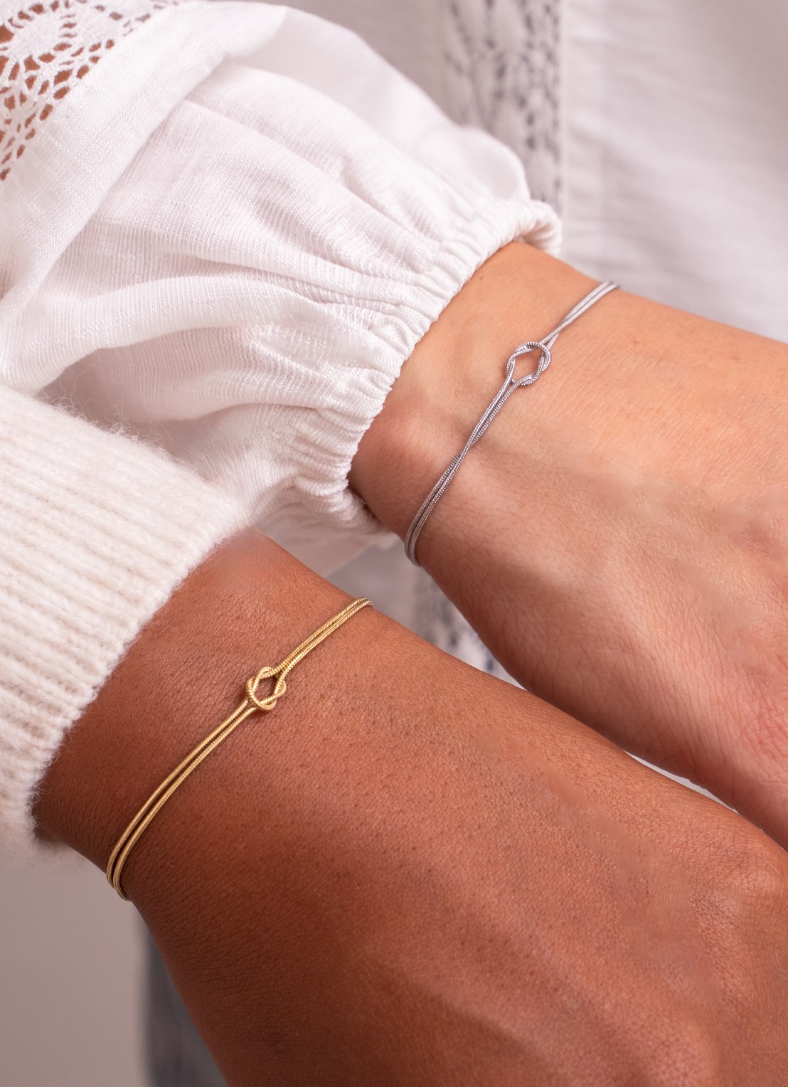 My Jewellery Forever Connected Knot armband set van 2 - voorkant 2 goud