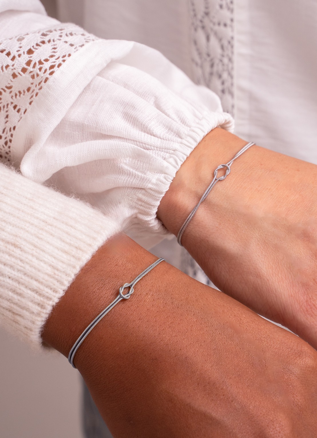 My Jewellery Forever Connected Knot armband set van 2 - voorkant 2 zilver