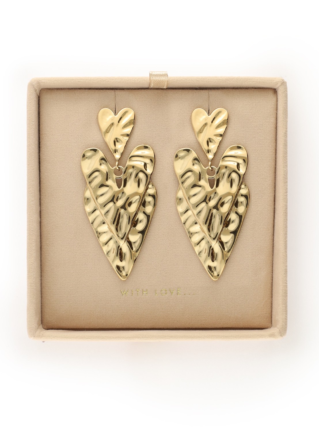 My Jewellery Hammered Hearts oorstekers - detail 2 goud