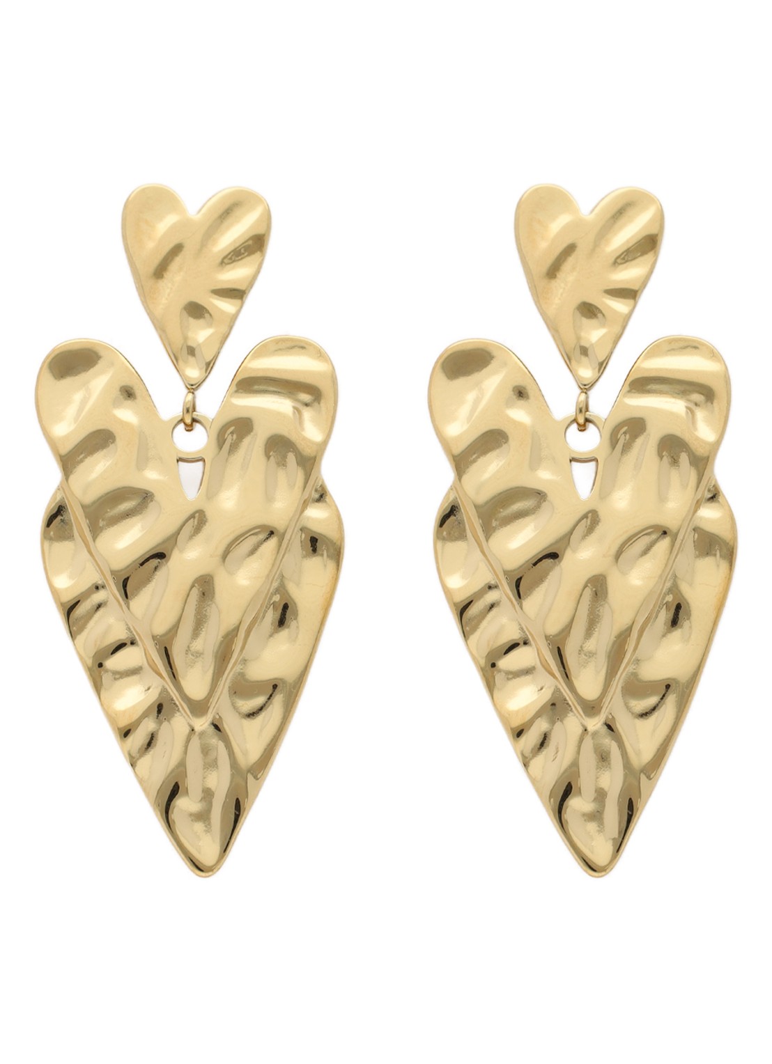 My Jewellery Hammered Hearts oorstekers - voorkant 4 goud