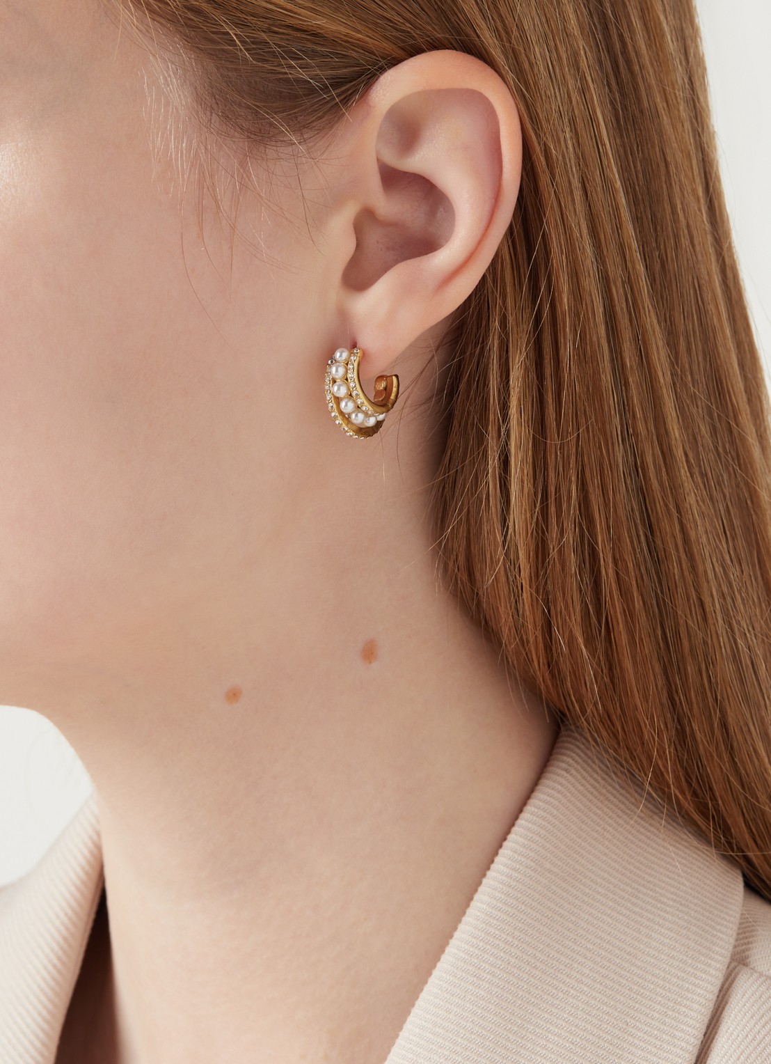 My Jewellery Oorringen met glassteen en zoetwaterparel - voorkant 2 goud