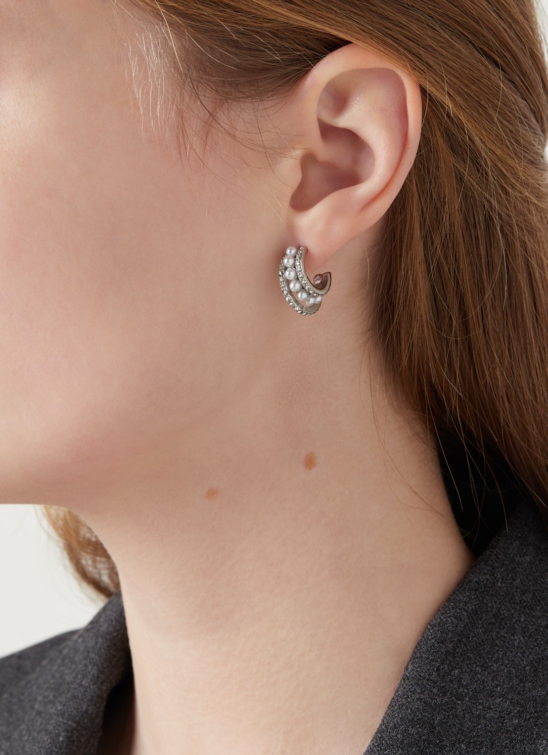 My Jewellery Oorringen met glassteen en zoetwaterparel - voorkant 2 zilver