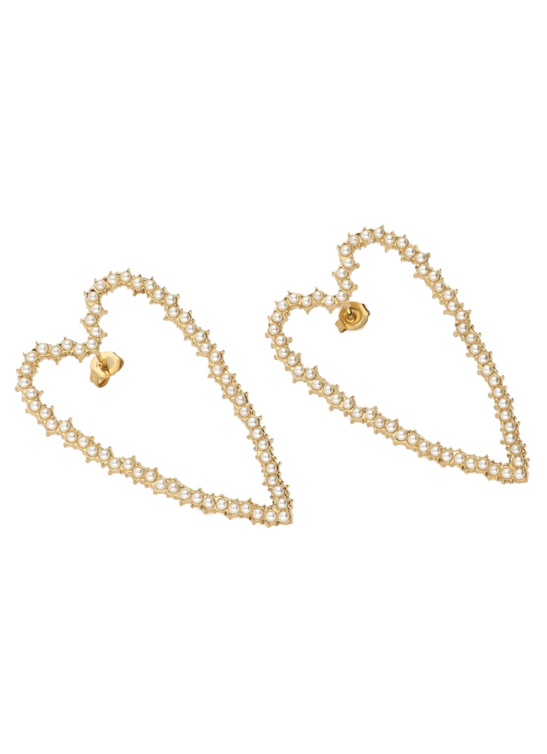 My Jewellery Open hearts oorstekers met imitatieparels - detail goud