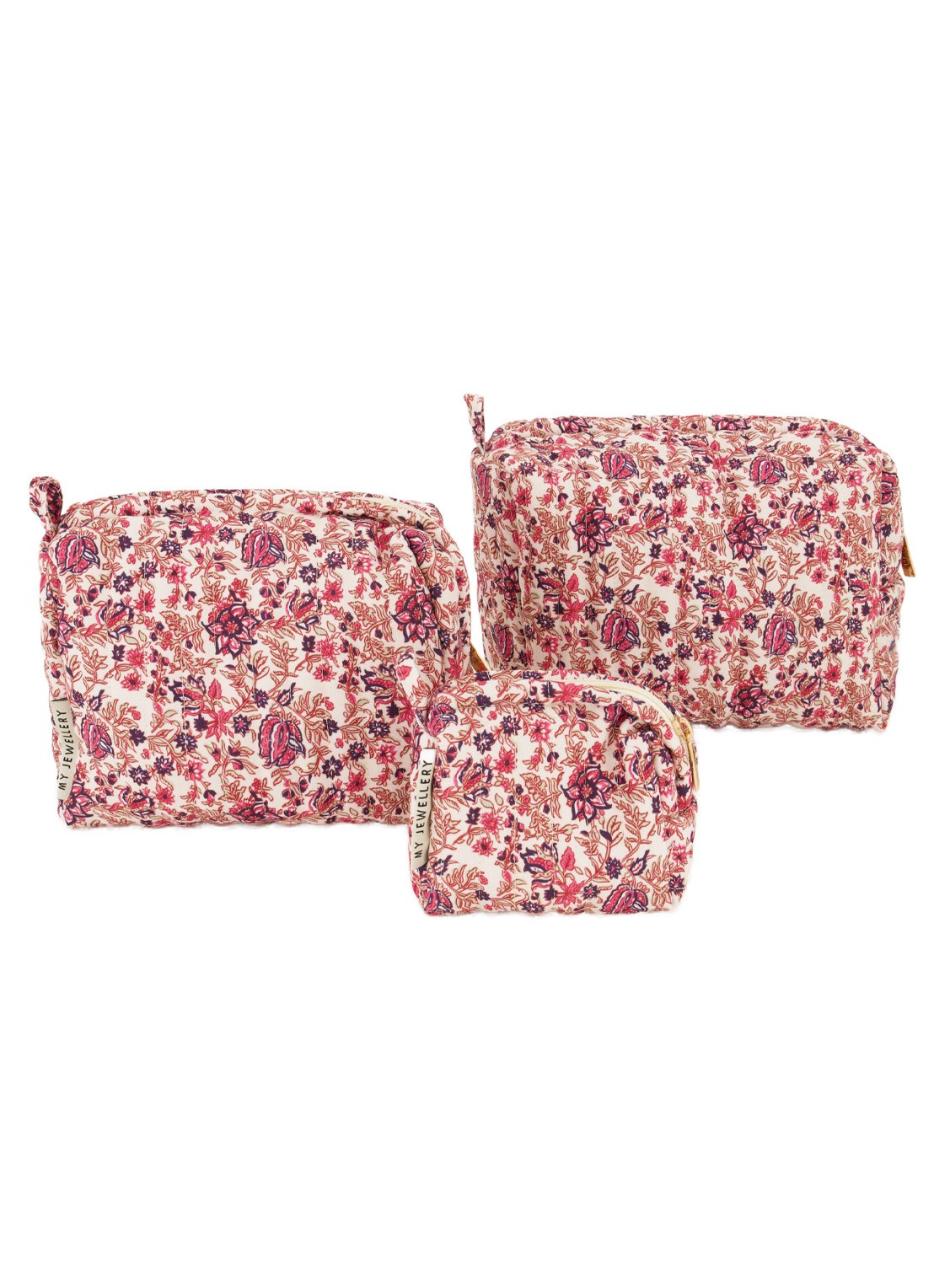 My Jewellery Toilettas met bloemenprint - voorkant 2 roze