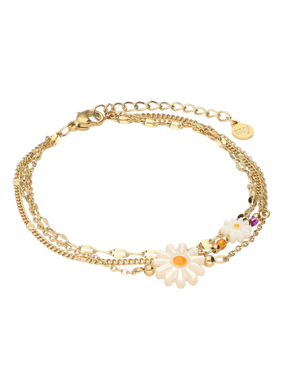 My Jewellery Triple Chain Daisy armband  - detail 2 goud