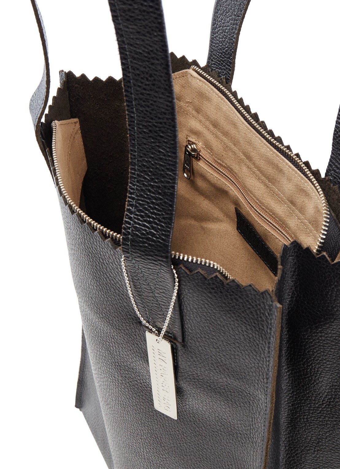 MYOMY My Paper Bag schoudertas van leer - detail 2 zwart