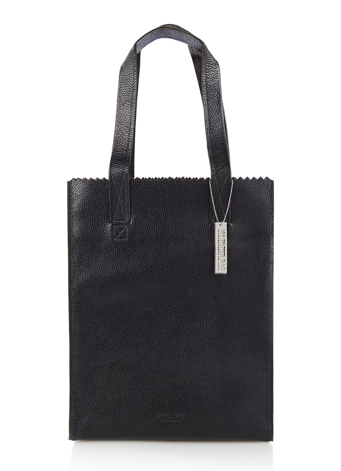 MYOMY My Paper Bag schoudertas van leer - voorkant 3 zwart