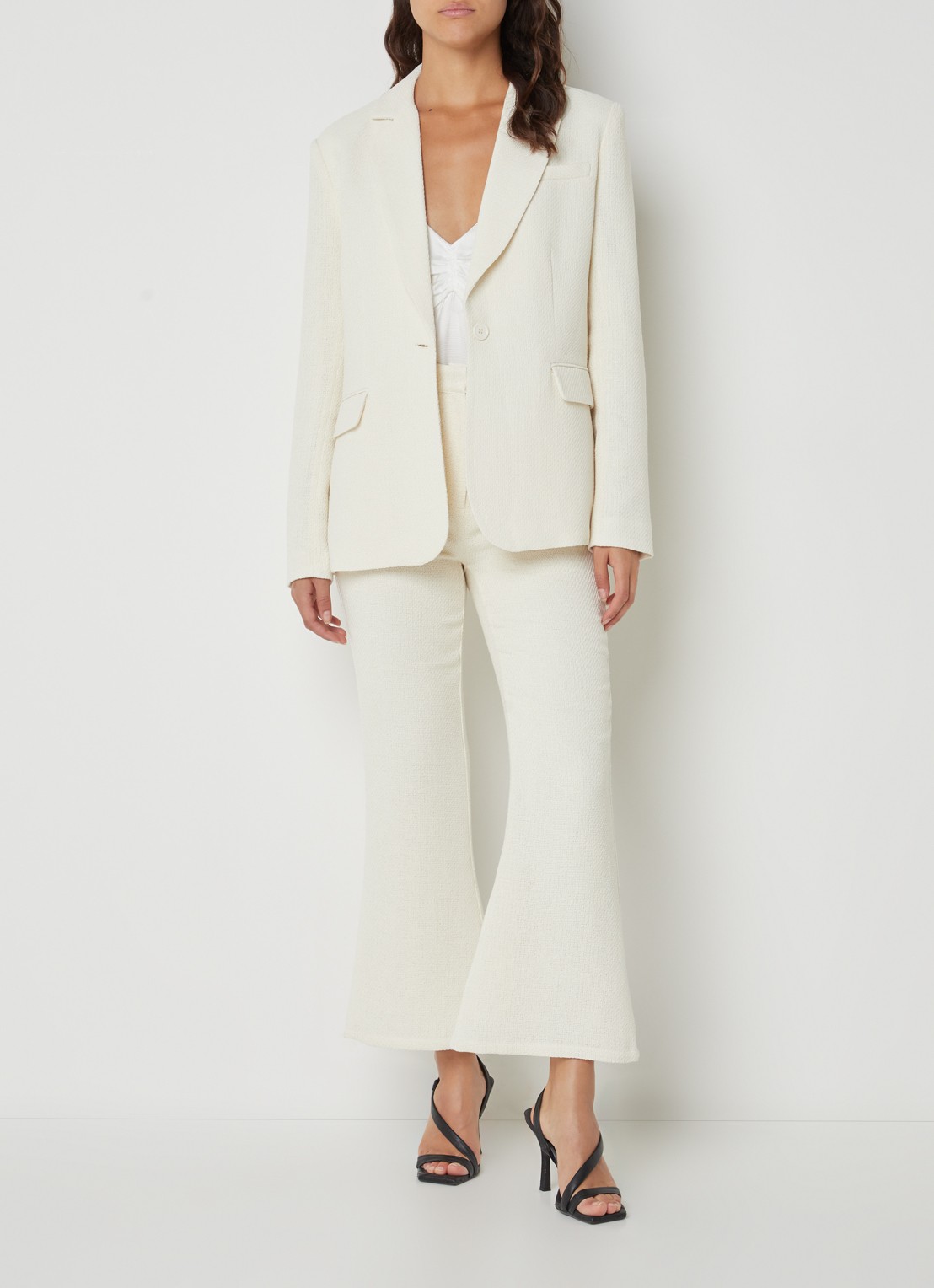 NA-KD Blazer met klepzakken en structuur - voorkant 2 gebroken wit