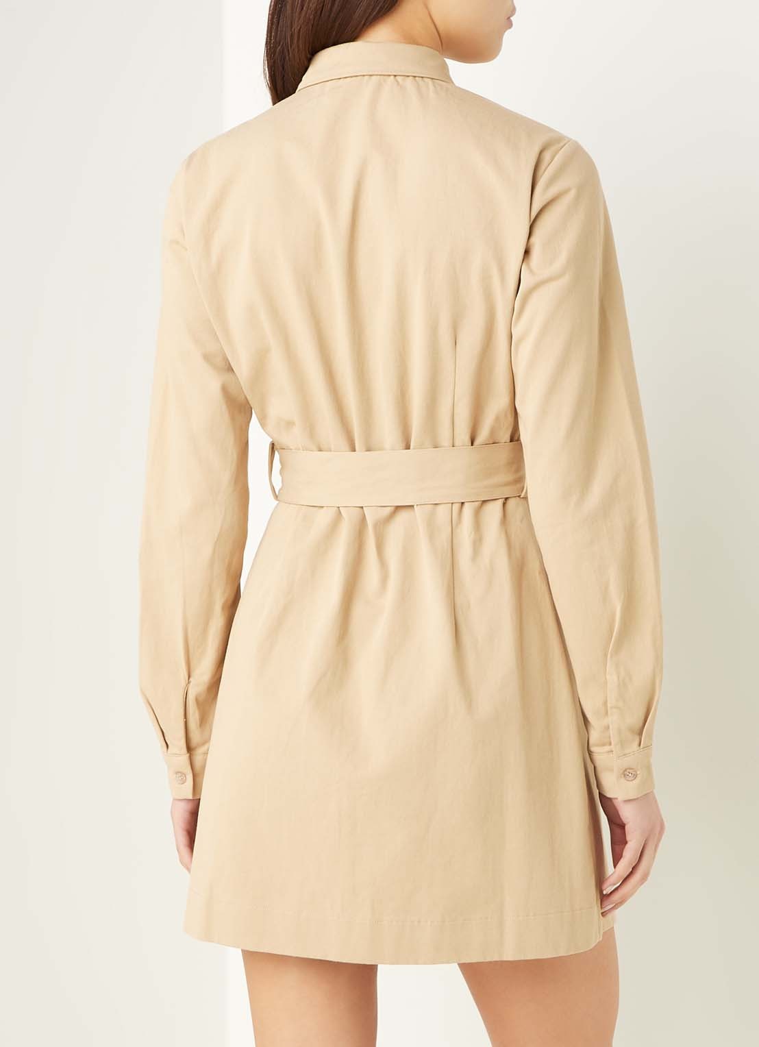 NA-KD Mini blousejurk met strikceintuur - achterkant 2 beige