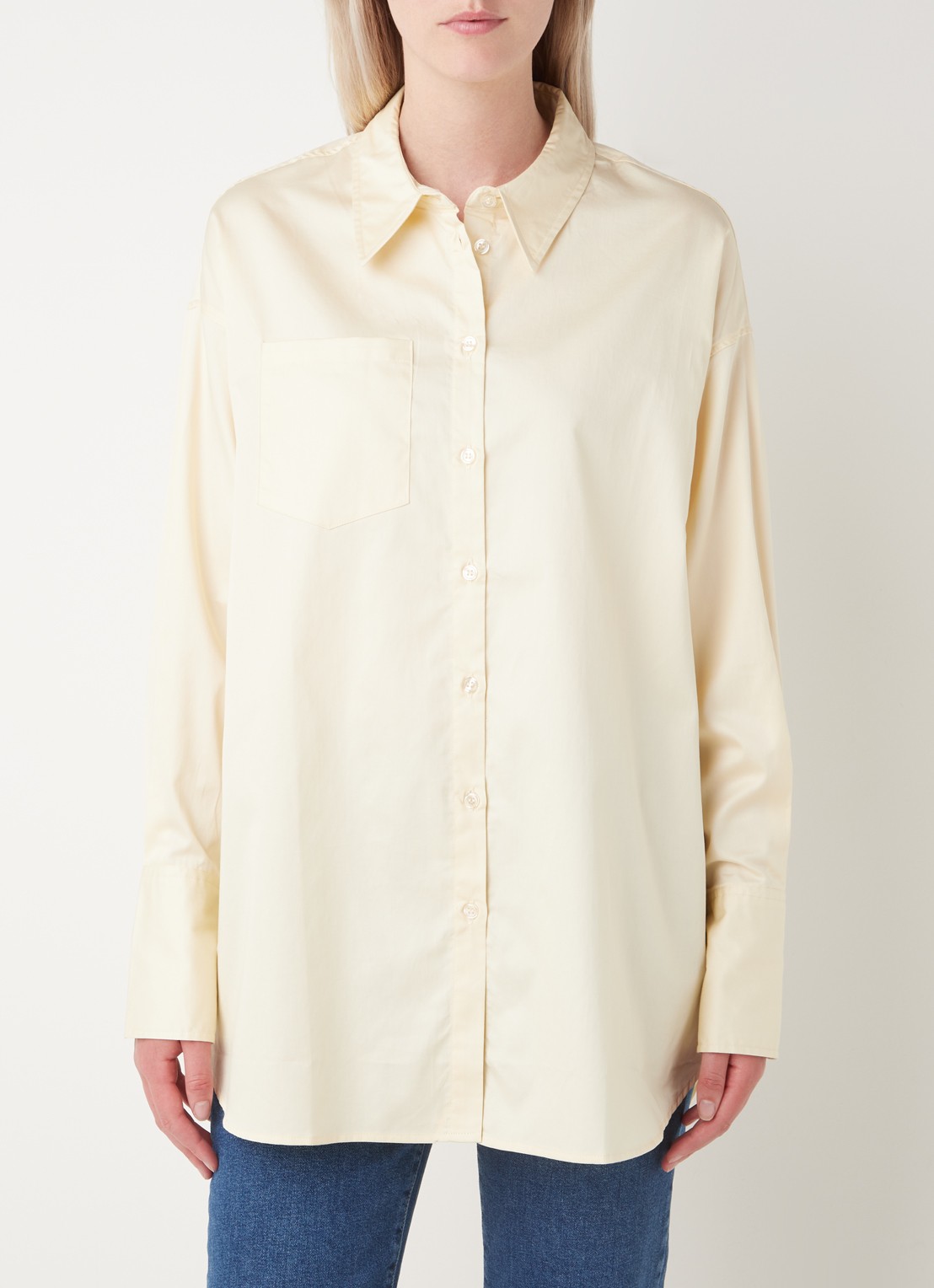 NA-KD Oversized blouse met borstzak - detail 4 lichtgeel