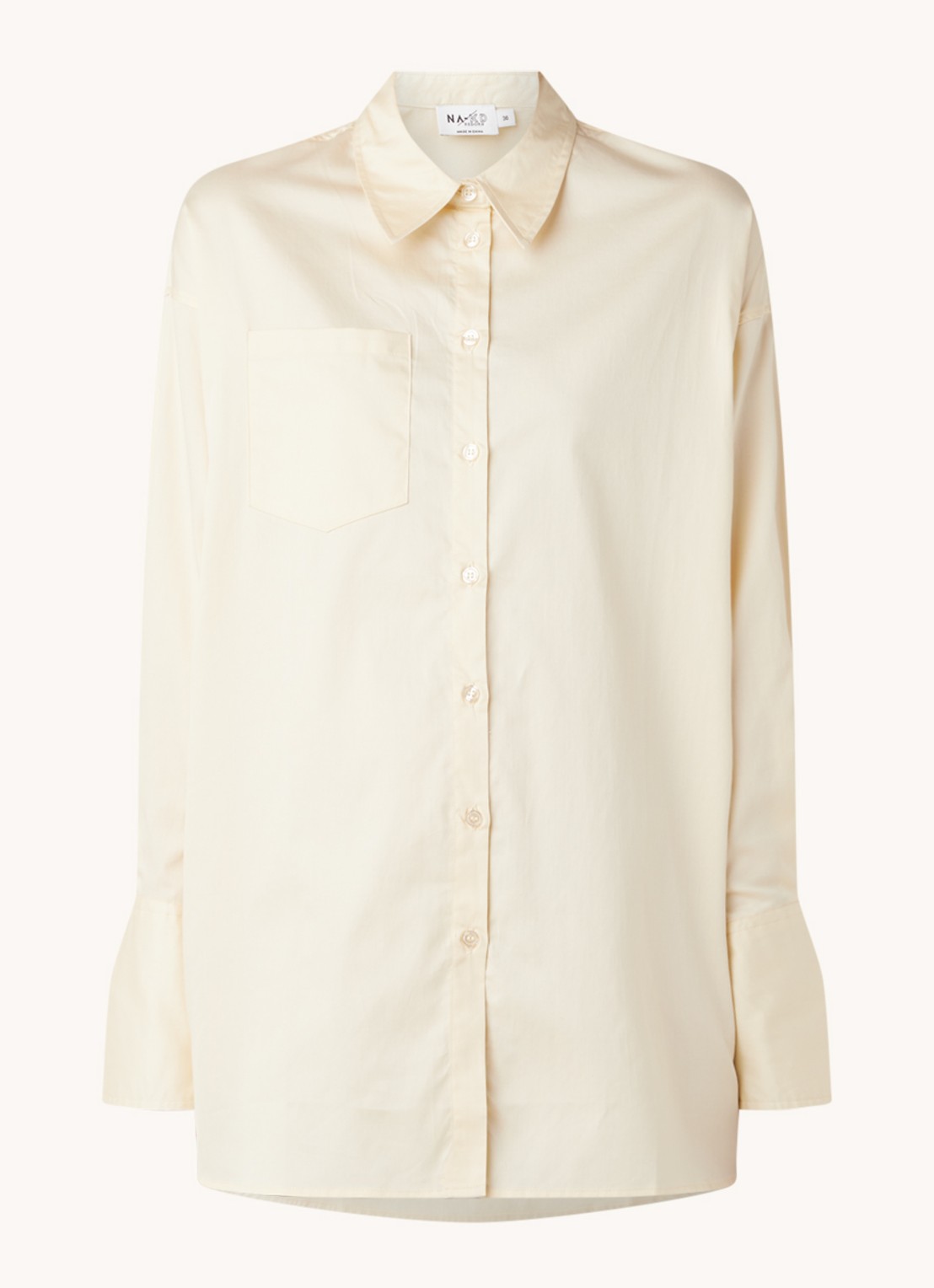 NA-KD Oversized blouse met borstzak - voorkant 2 lichtgeel