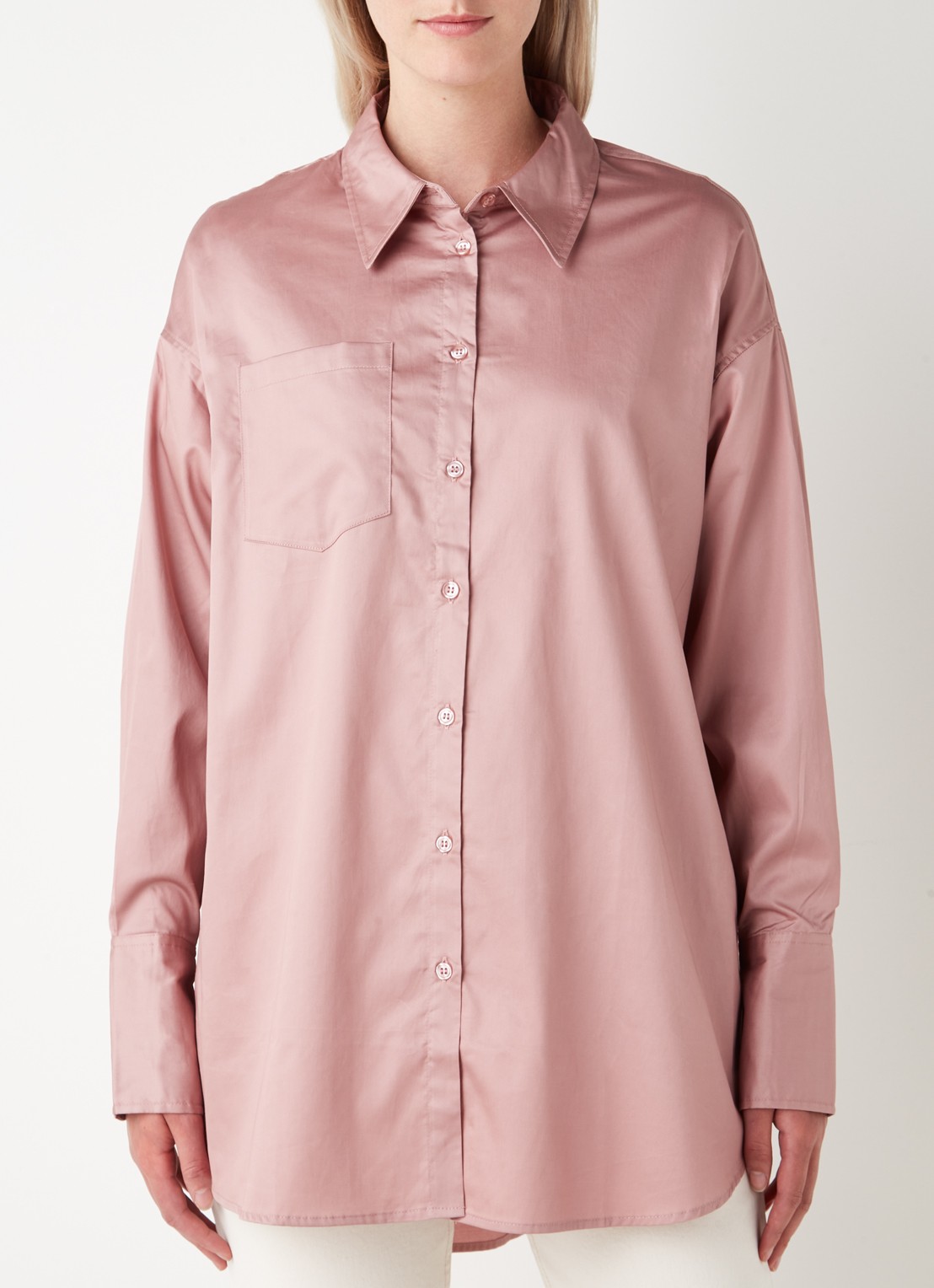 NA-KD Oversized blouse met borstzak - detail oudroze