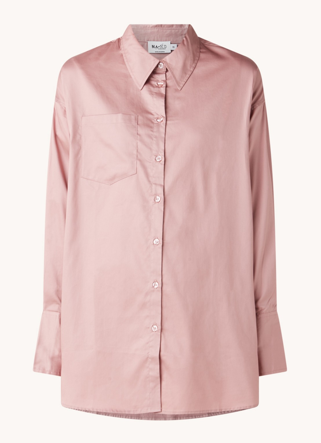NA-KD Oversized blouse met borstzak - voorkant 3 oudroze