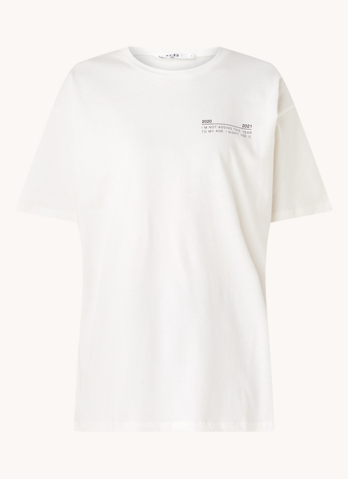 NA-KD Oversized T-shirt met tekstprint - voorkant 3 wit