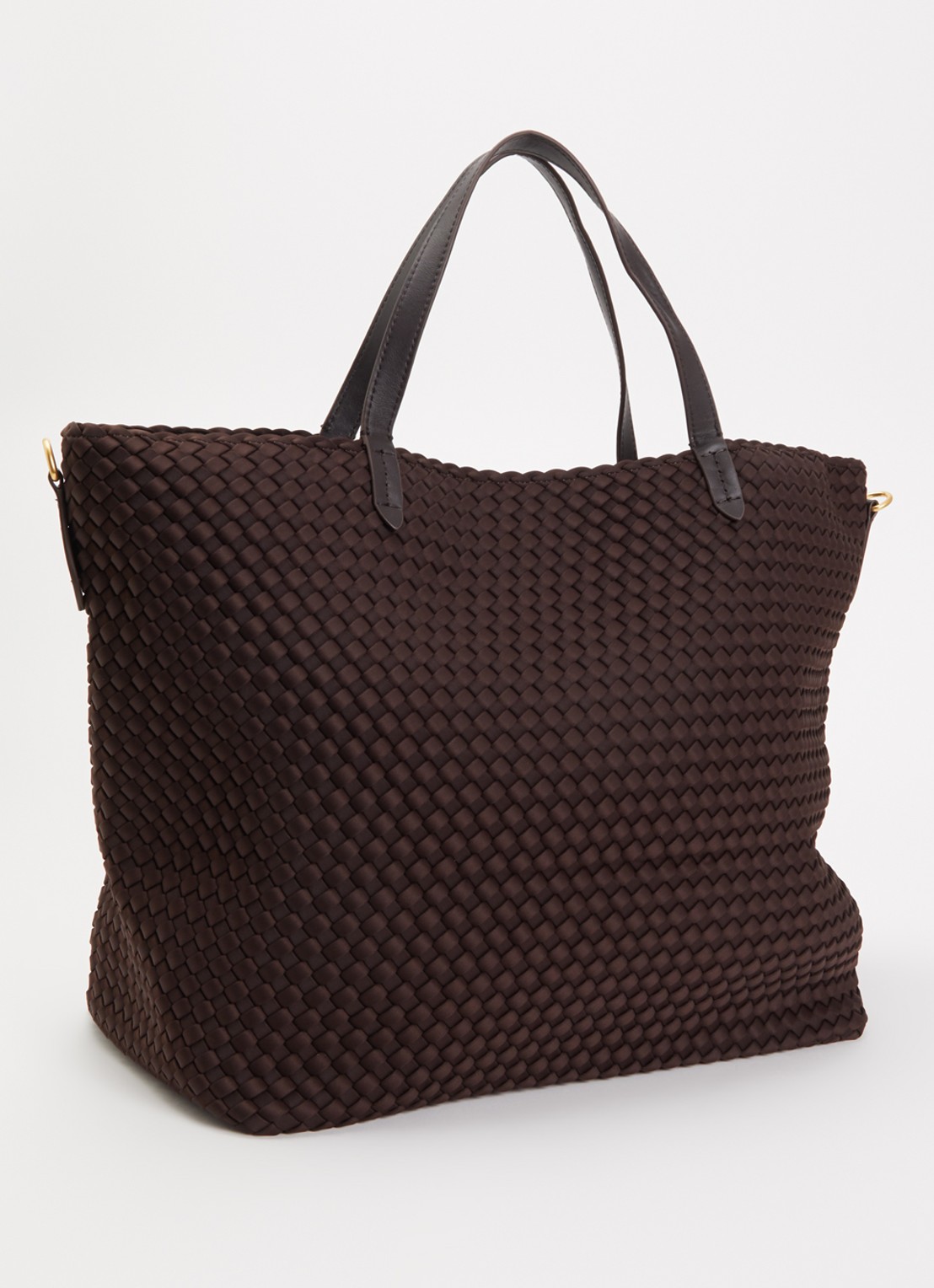 Naghedi Geneva shopper met leren details  - achterkant 4 chocoladebruin