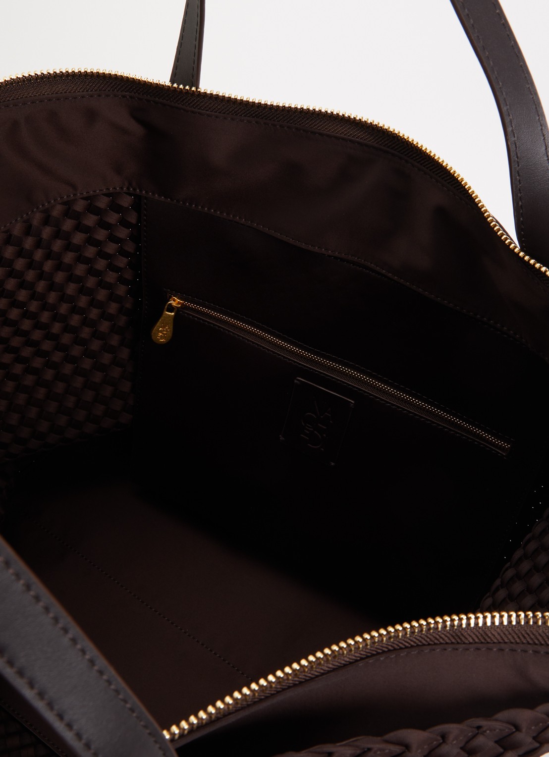 Naghedi Geneva shopper met leren details  - detail chocoladebruin